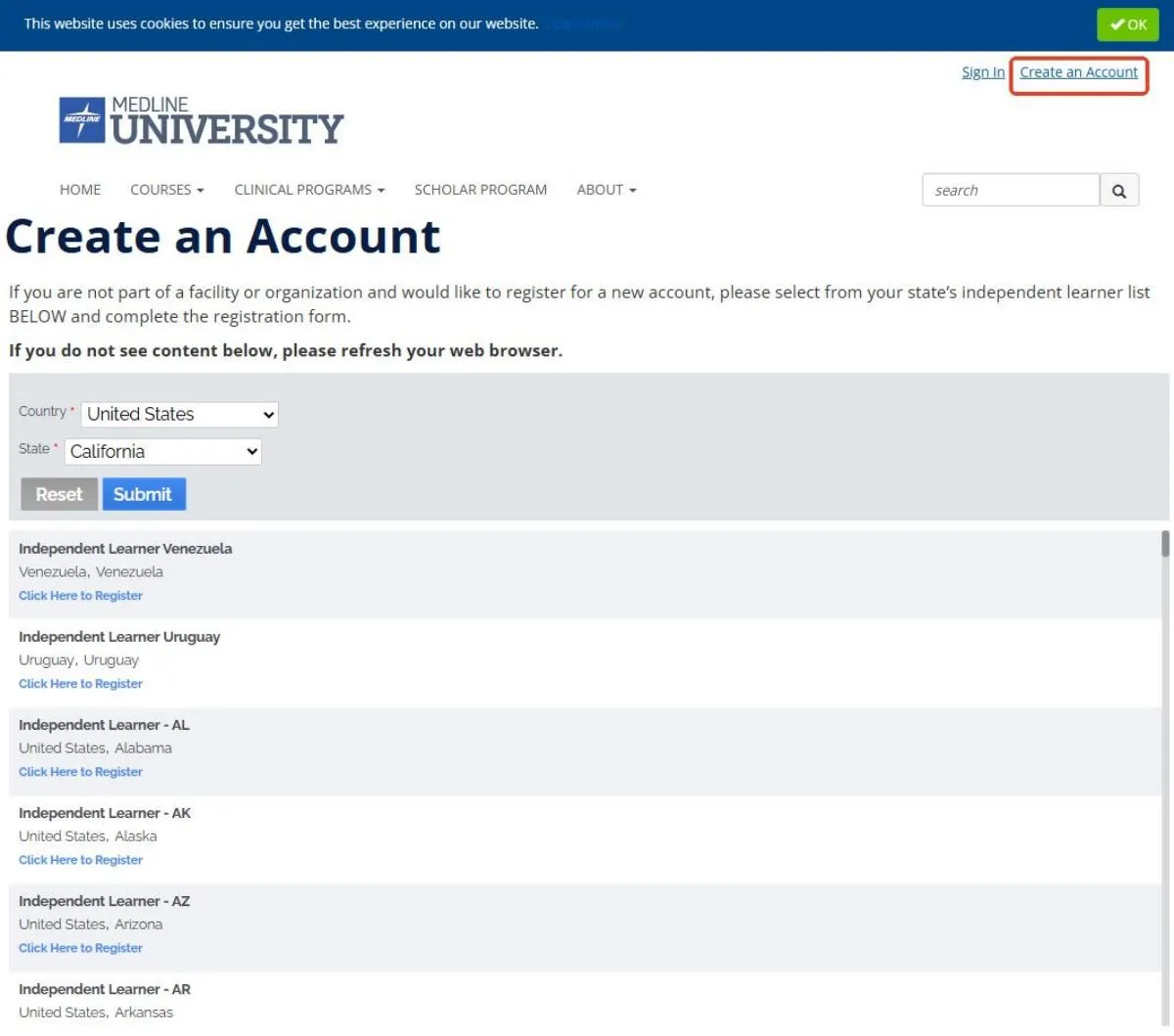 Create a Medline University Account